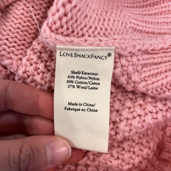 LoveShackFancy Briallon Cardigan Little Bow Pink XL Embroidered NWT Wool Blend - Picture 7 of 9